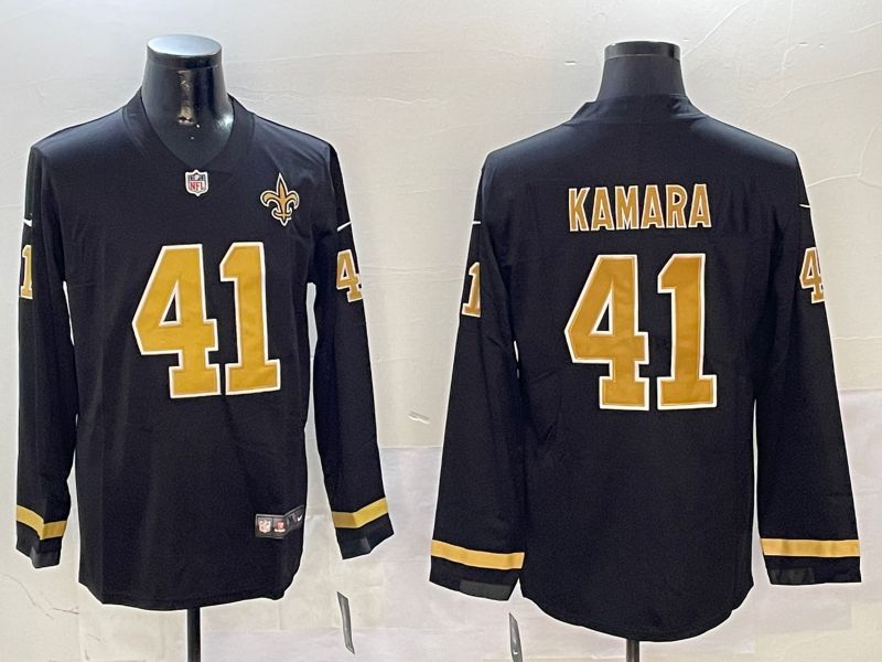 Men New Orleans Saints #41 Kamara Black long sleeve 2024 Nike NFL Jersey style 01043->atlanta falcons->NFL Jersey